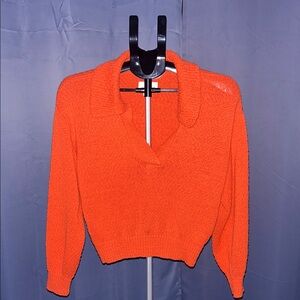 Anthropologie Vibrant Orange V-Neck Sweater